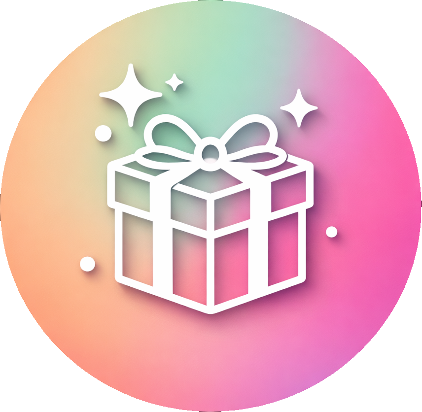 a white outline of a gift bag