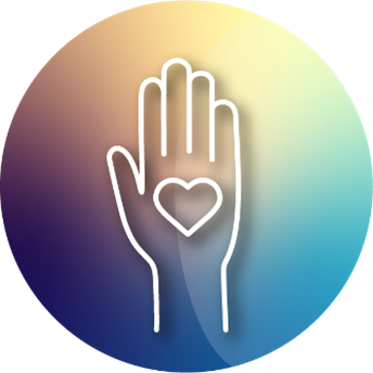 a white outline of hand with a heart in it